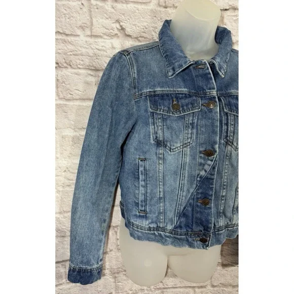 Free People Denim Jean Jacket Womens Small Contrasting Blue Panel Trucker Coat - Picture 4 of 10